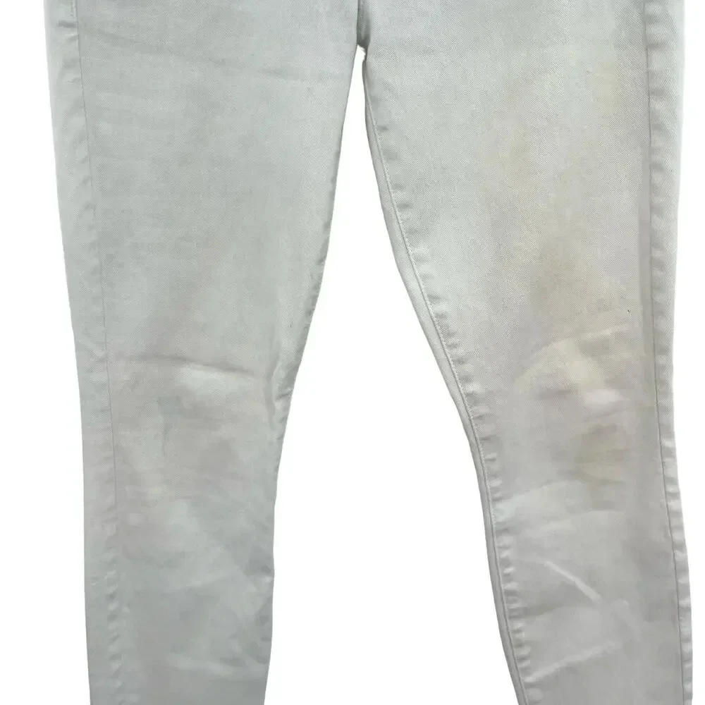 Mother Denim Looker Ankle Fray Jeans in‎ Glass Slipper White Size 26